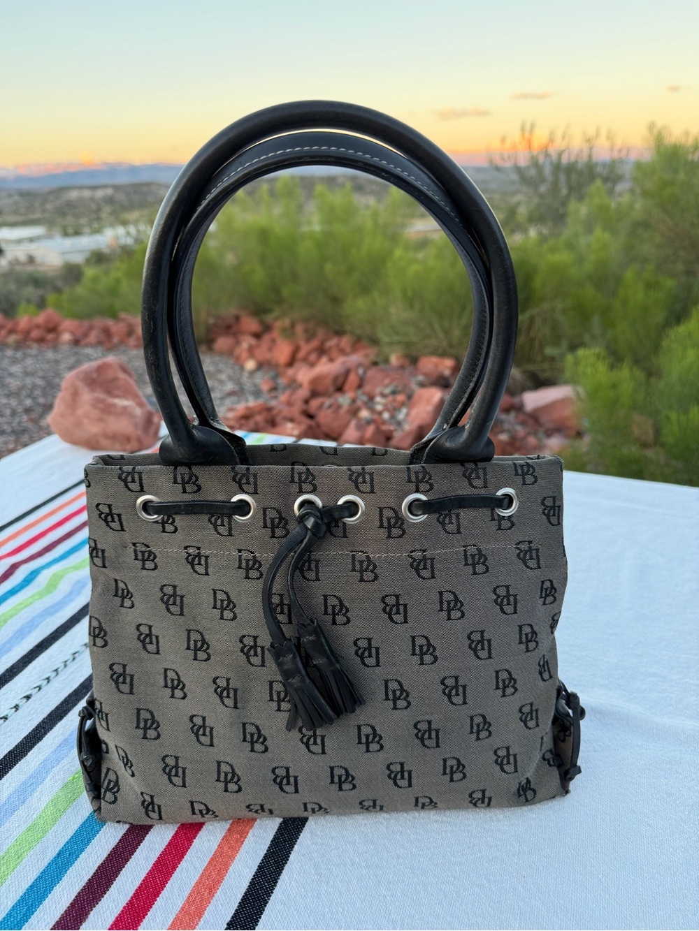 Dooney & Bourke Vintage DB Monogram Tote 3pc Set Bag Wallet Coin Purse Y2K Chic!